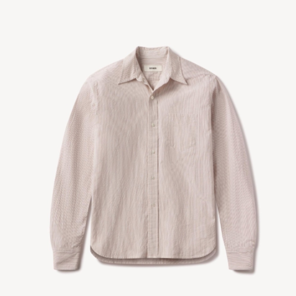 BUCK MASON | Mainstay Cotton Shirt | Cocoa Brown / Typewriter Stripe | Size M
